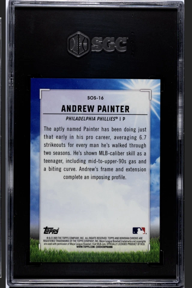 ANDREW PAINTER 2023 Bowman Chrome Sights on September Blue Mojo 44/150 SGC 9.5! - Image 2 of 2