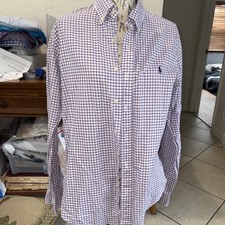 Polo Ralph Lauren Shirt Mens Medium Gingham Plaid Button Down Long Sleeve Oxford