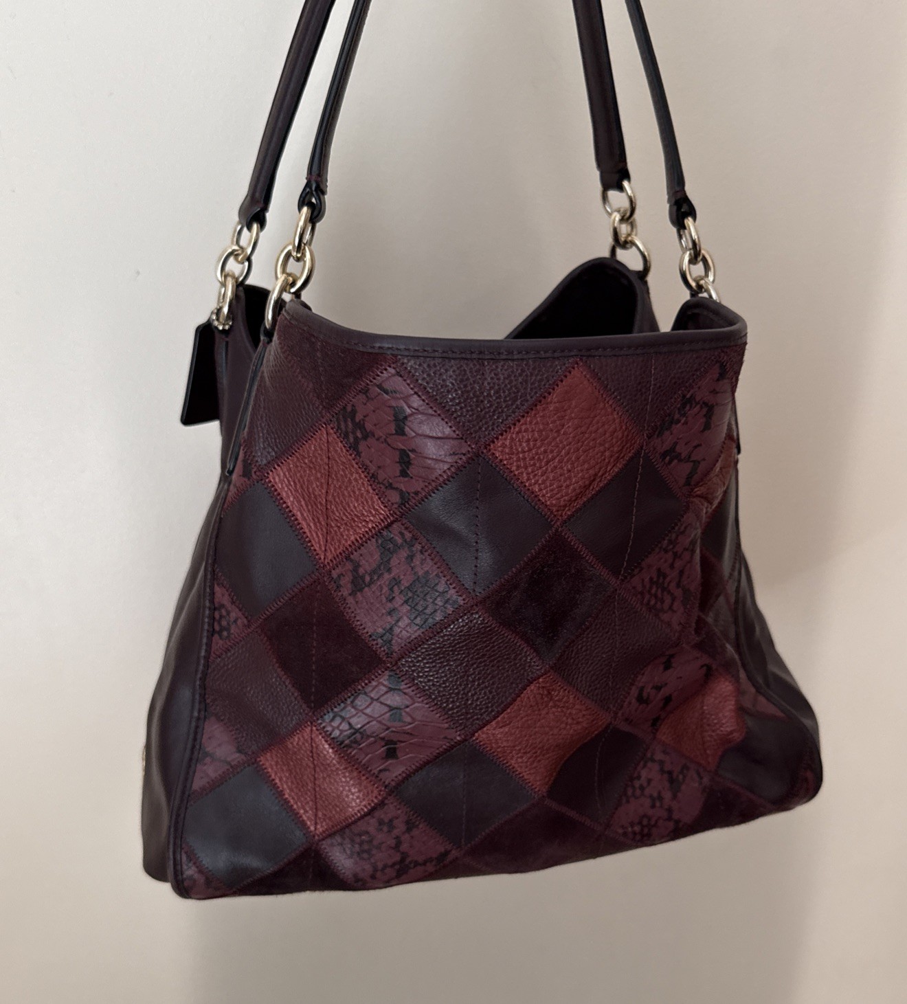 Coach Phoebe Metallic Patchwork Shoulder Bag Burg… - image 7