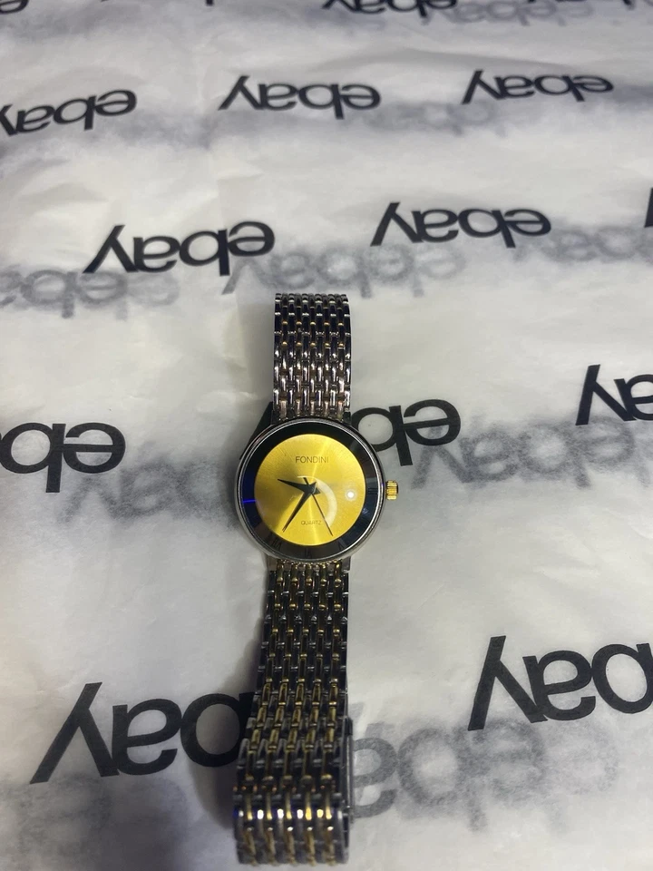 Reloj de cuarzo Fondini vintage - esfera amarilla Sunburst - sin probar Foto 3 de 4