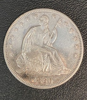 1860 50C Liberty Seated Half Dollar AU