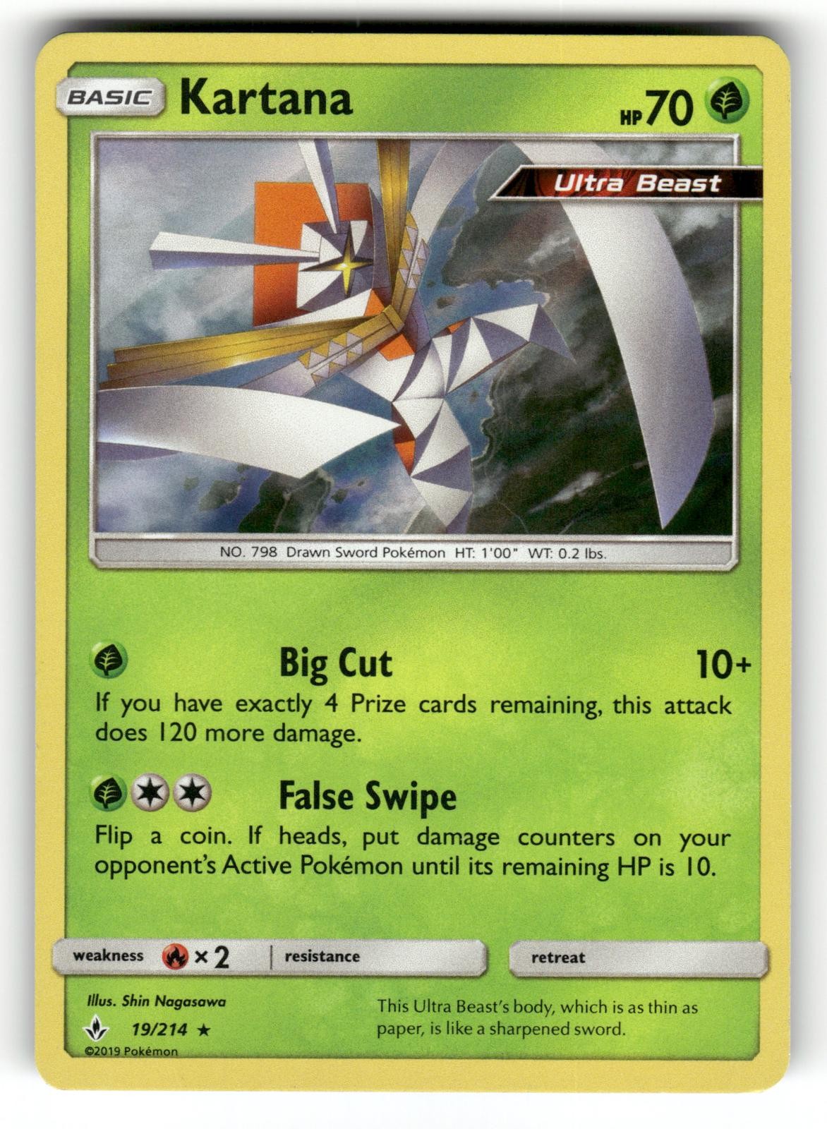 Kartana LP 19/214 Unbroken Bonds Pokemon Holo Rare