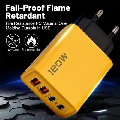 1x 120W Schnellladegerät  USB-C 4-Port inkl. für iPhone Samsung Xiaomi