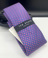 TED BAKER London Men's Silk Blend Tie  Purple  Geo Grid  NEW MSRP: 89.50