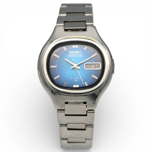 VINTAGE SEIKO 5 ACTUS AUTOMATIC DAY DATE WRISTWATCH STAINLESS STEEL BLUE DIAL