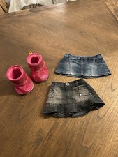 BAB Denim Jean Skirts Pink Sequin Boots Shoes Clothes Build A Bear