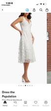 Dress the Population Elisa Ivory Sequin Floral Appliqu  Midi Dress Size L