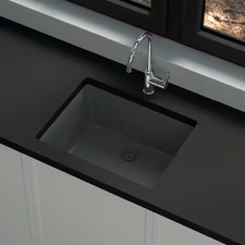 Glacier Bay Stonehaven 24 in. Undermount Single Bowl Black Kitchen Sink