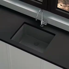 Glacier Bay Stonehaven 24 in. Undermount Single Bowl Black Kitchen Sink