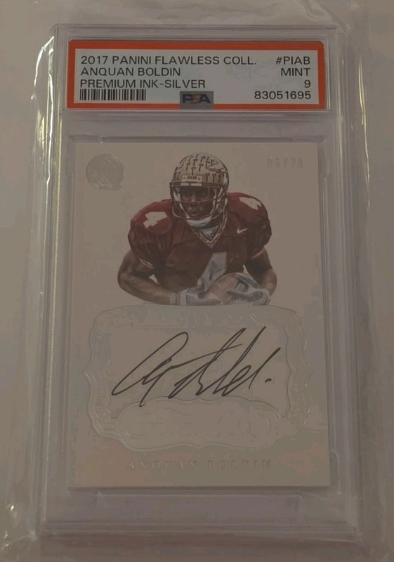 2017 Panini Flawless Collegiate Anquan Boldin Premium Ink Auto Silver PSA 9 /20