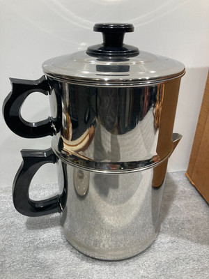 Vtg Lifetime 10 cup Stovetop Coffee Maker T304 Stainless Steel 4pc Drip-o-Lator