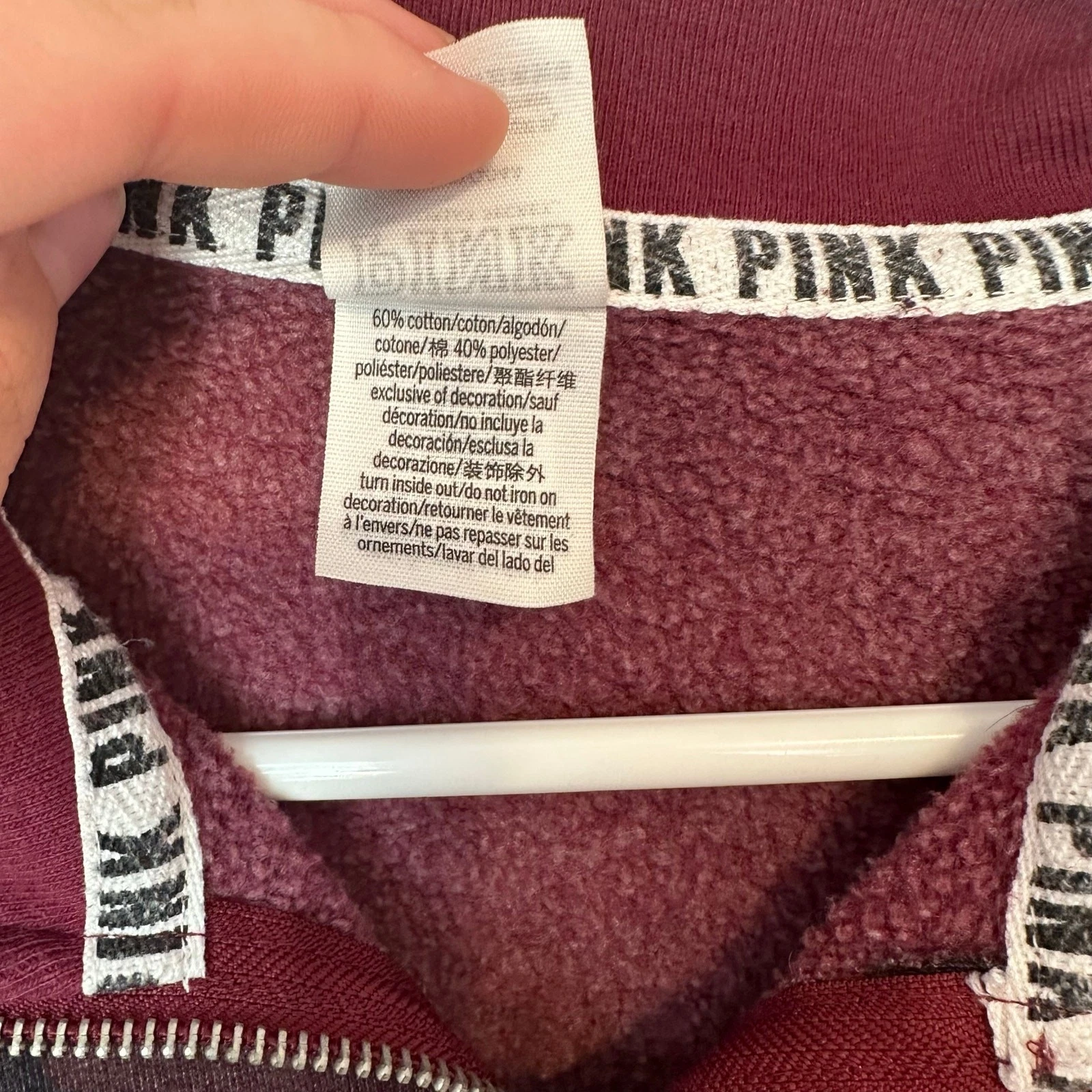 UNDERCOVER Felpa Victoria’s Secret ROSA Quarto Zip Taglia L Marrone Mimetica Logo Cane