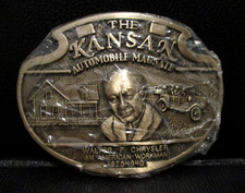 The Kansan Automobile Magnate Walter Chrysler Brass Belt Buckle Vintage Car Auto