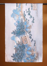 100 Silk Scarf Women neckerchief long Shawl Wrap floral blue gray brown MY225