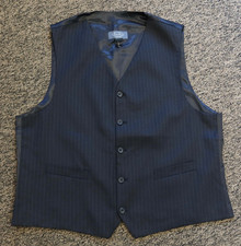 New Pronto Uomo Platinum Men's Wool Vest - Size 2X - Black Pinstripe