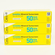 CeraVe Invisible Mineral Face Sunscreen SPF 50 Lotion 1.62 oz x12 Exp: 06/27 -E