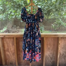 Farm Rio Women's Sunset Tapestry Puff Sleeve Maxi Dress Size XS