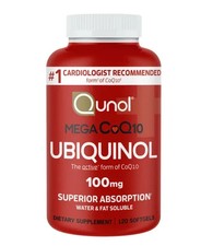 Qunol Mega CoQ10 Ubiquinol 100 mg, 120 Softgels Superior Absorption