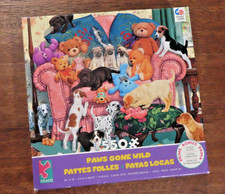 Ceaco Paws Gone Wild GRANDMA'S ARMCHAIR 550 piece puzzle puppies dogs EUC