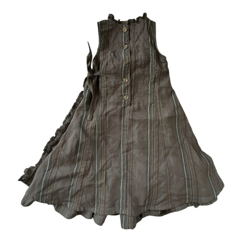 Jottum Striped Sleeveless boho Ruffle fit & flare Dress girls Sz 7 - Image 2 of 4