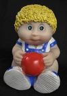 1983 Cabbage Patch Kids Piggy Bank Blonde Boy Holding Red Ball Vintage Coin Bank