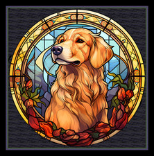 Golden Retriever Dog Large Refrigerator Magnet - version 10