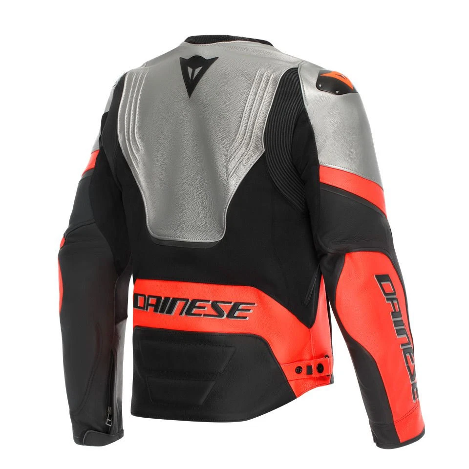 Motorcycle Jacket Leather Man Dainese RACING 5 Silver/Black/Red-Fluo - Image 3 of 4