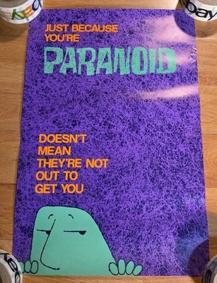 Vintage Just Because You're Paranoid Poster  Argus Gene Tarpey 1973