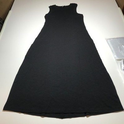 Time and Tru Women's M (8-10) Slub Cotton Casual Tank Midi Dress in Black Soot