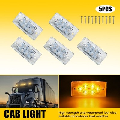 5PCS Super Bright Amber LED Roof Cab Lights Fit For 12V Trucks Trailers