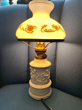 Capodimonte Tischlampe Porzellan Reliefdekor Blumenmuster Italien Wei&szlig; Gold