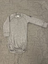Polarn O. Pyret 2-6 Months 100% Merino Wool Base Layer Grey Baby Bodysuit EUC