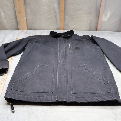 Walls Workwear Jacket Mens Large Black Sherpa Lined Canvas Rugged Field Winter