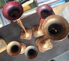 Hessel Studios Hand Hammered Copper Candlesticks & Bud Vases  Set of 5 Signed — photo 10