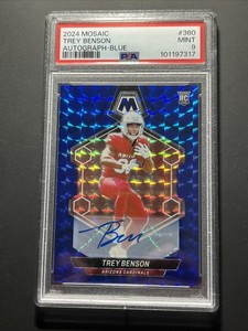 2024 Panini Mosaic - Rookie Autographs Mosaic Trey Benson Blue Prizm /99 (AU RC)