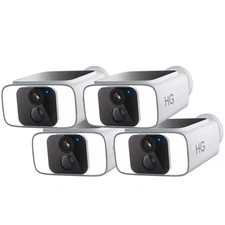 HG WiFi6 DualBand Wireless Solar Battery Power Security Camera Sys Outdoor 4PACK