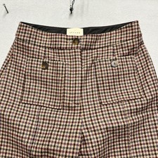 Sezane Trousers Women's Wool Blend Plaid Wide Leg High Rise 36 27x31 NWOT