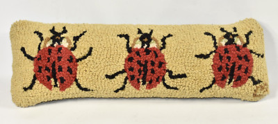 Chandler 4 Corners Hand Hooked Pillow Ladybugs Lumbar 9''x24'' Rectangle