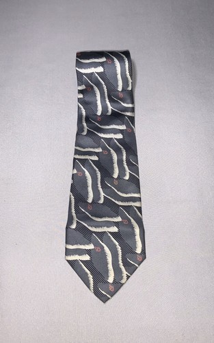Giorgio Armani Herren Designer Krawatte L 55 Zoll W 3,5 Zoll Krawatte Seide grau beige rot  - Bild 1 von 3
