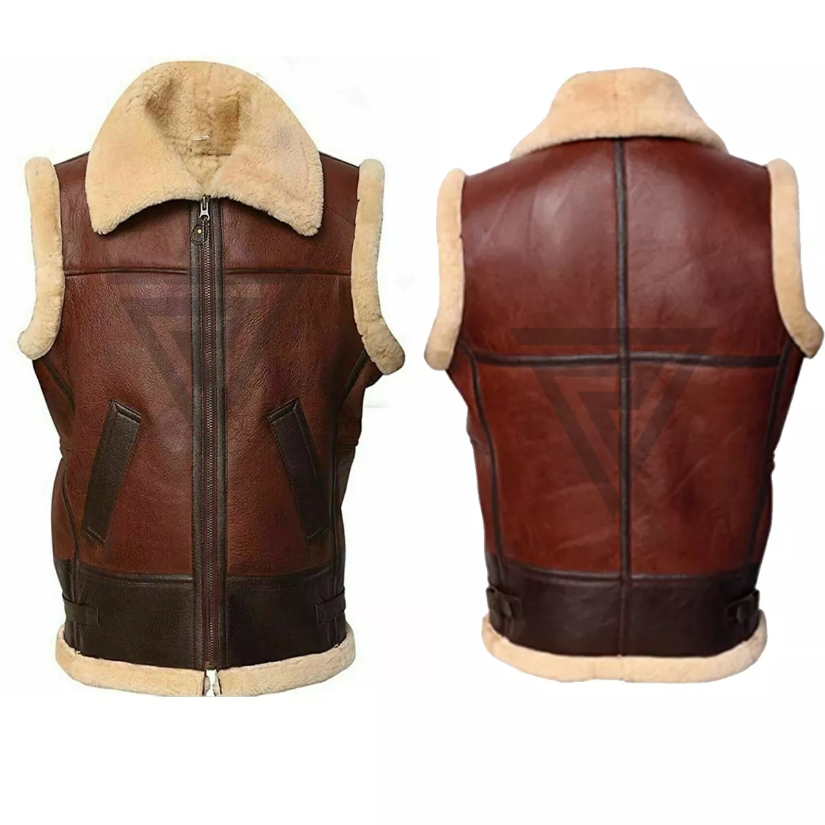 Mens sheepskin shearling best sale vest