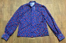 Vintage Bluse | 70er Vintage dunkelblau gepunktet Bluse Gr. 12/14 Vintage Kleidung