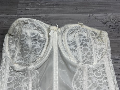 Vintage 80s Goddess Corset Boned Bustier White Lace Size 34D Union Made - Picture 3 of 6