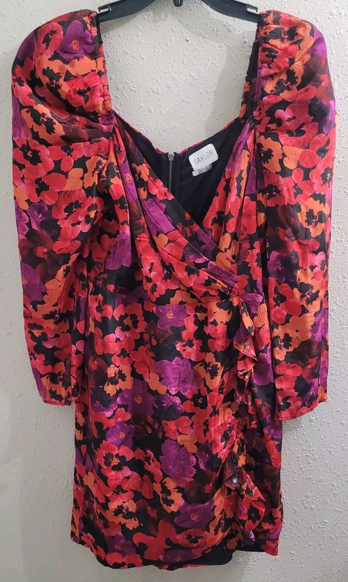 SAYLOR Alouette Painterly Poppy Dark Floral Mini Dress Size Large | eBay SAYLOR Alouette Painterly Poppy Dark Floral Mini Dress Size Large | eBay