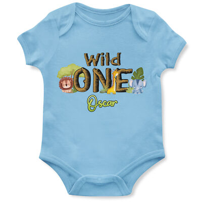 Individueller erster Geburtstag Safari Tiere Strampler Baby Jungen Mädchen Wild One Weste Geschenk