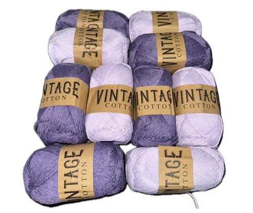 Vintage DK Knitting Yarn 10*100 g Balls Shades Of Lilac And Dark Purple - Picture 4 of 6