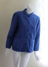 Focus -sz M Dusty Blue Denim Unusual Check Weave Jacket Blazer
