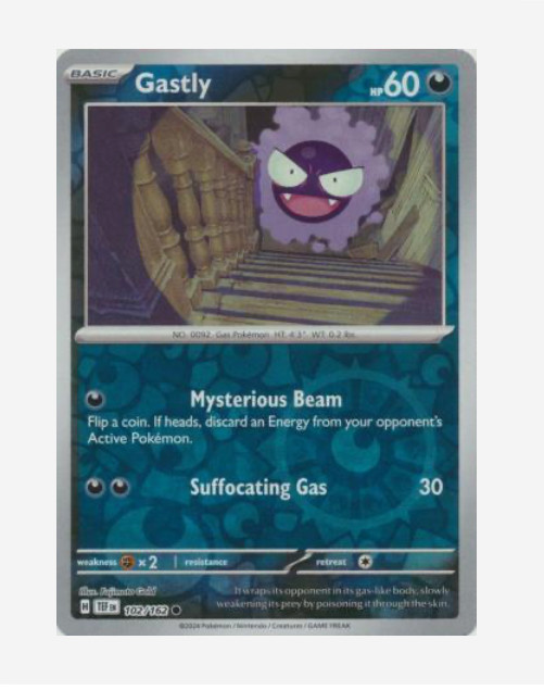 Pokemon - GASTLY - 102/162 - Reverse Holo - Temporal Forces  - NM/M