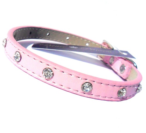 Diamante Crystal Dog Collar / Lead / Set Puppy Rhinestone Baby Pink Blue 6-14" - Picture 29 of 33