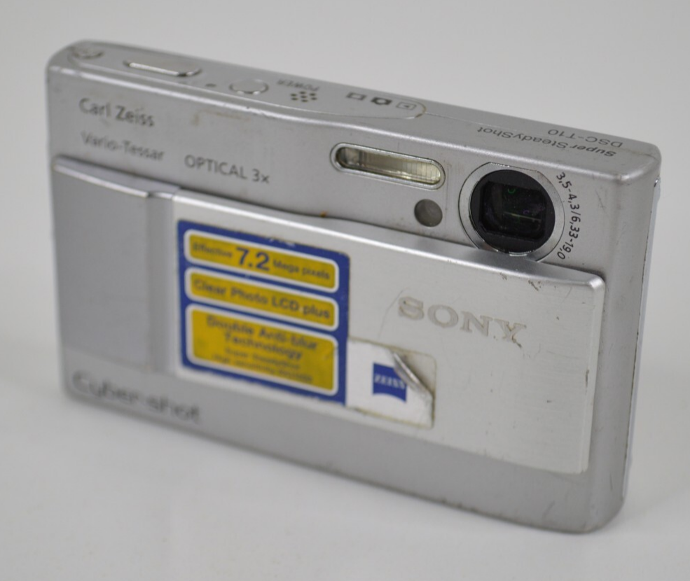 Sony Cyber-Shot DSC-T10 7.2MP Digital Camera Silver w/ 2GB Memory