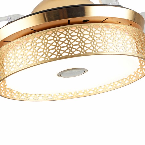 42" Crystal Invisible Ceiling Fan Light LED Chandelier Ceiling Lamp with Remote - Picture 26 of 40